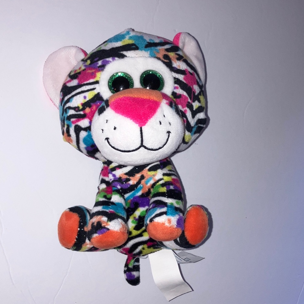 Tiger Stuffed Animal with Big‎ Eyes and  Colorful Graffiti Splatters